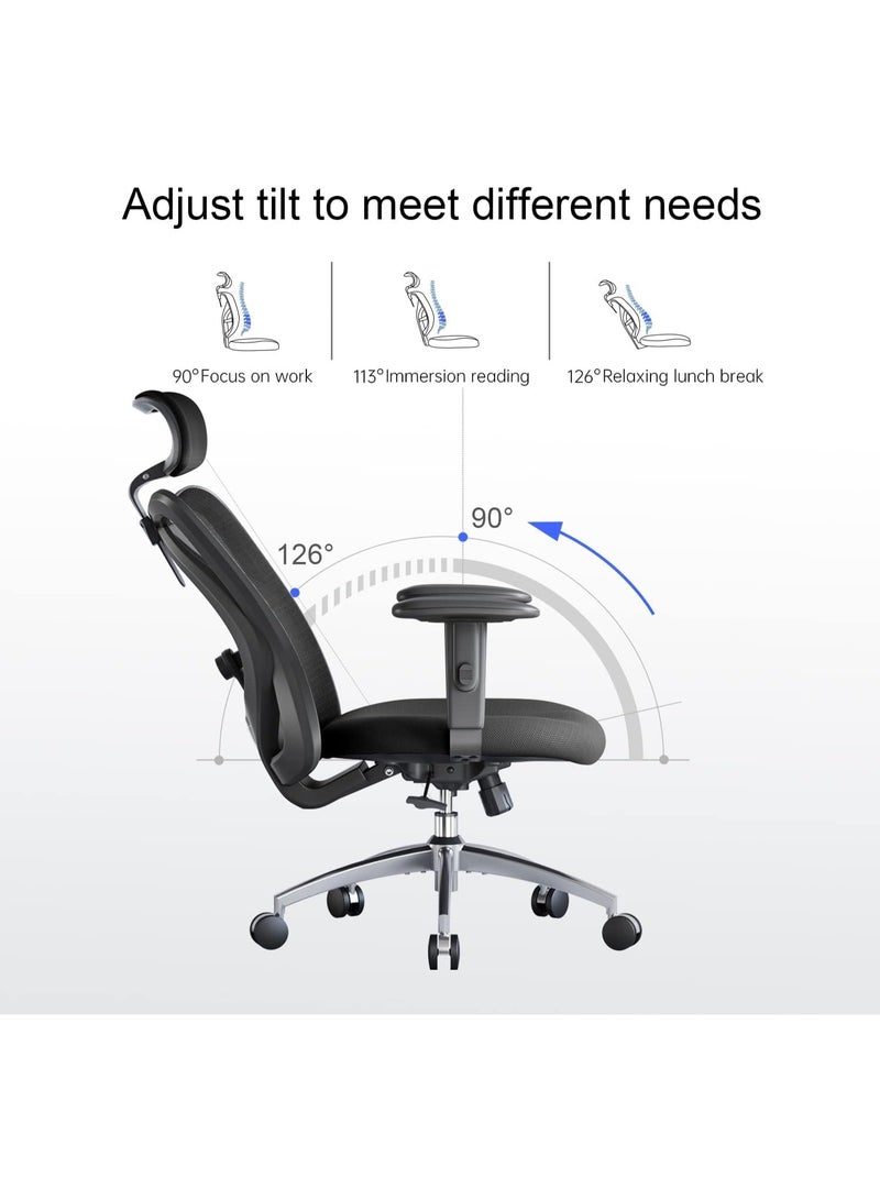 سيهوو كرسي ألعاب SIHOO M18 بتصميم مريح - مسند رأس قابل للتعديل ودعم قطني فاخر، كرسي كمبيوتر بظهر مرتفع وشبكة قابلة للتنفس لراحة طويلة الأمد (أسود) - Image 4