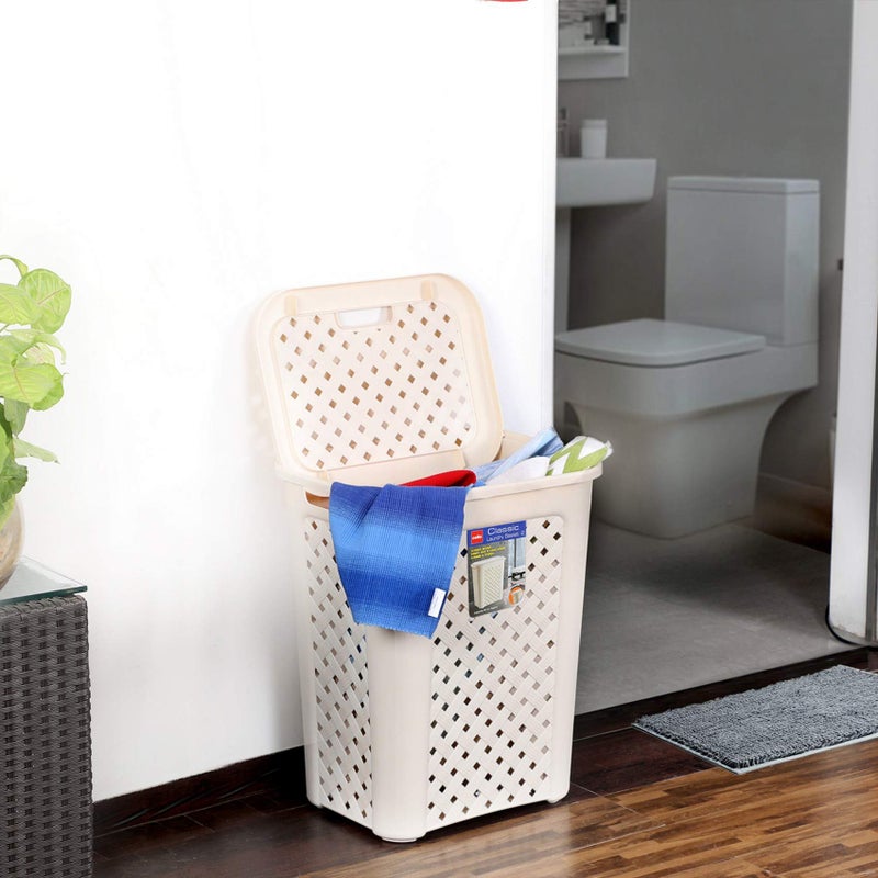 Cello Classic Plastic Laundry & Toy Organizer Basket, 30 Litres, Ivory - Image 2