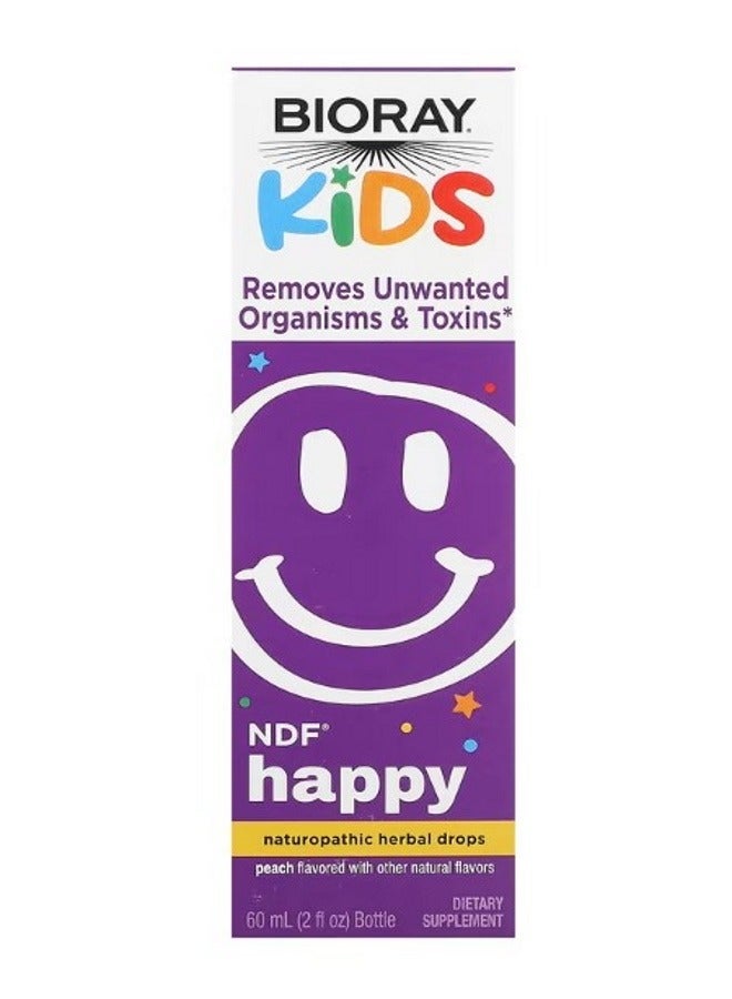 BIORAY NDF Happy Removes Unwanted Organisms  Toxins Kids Peach 2 fl oz 60 ml - Image 1
