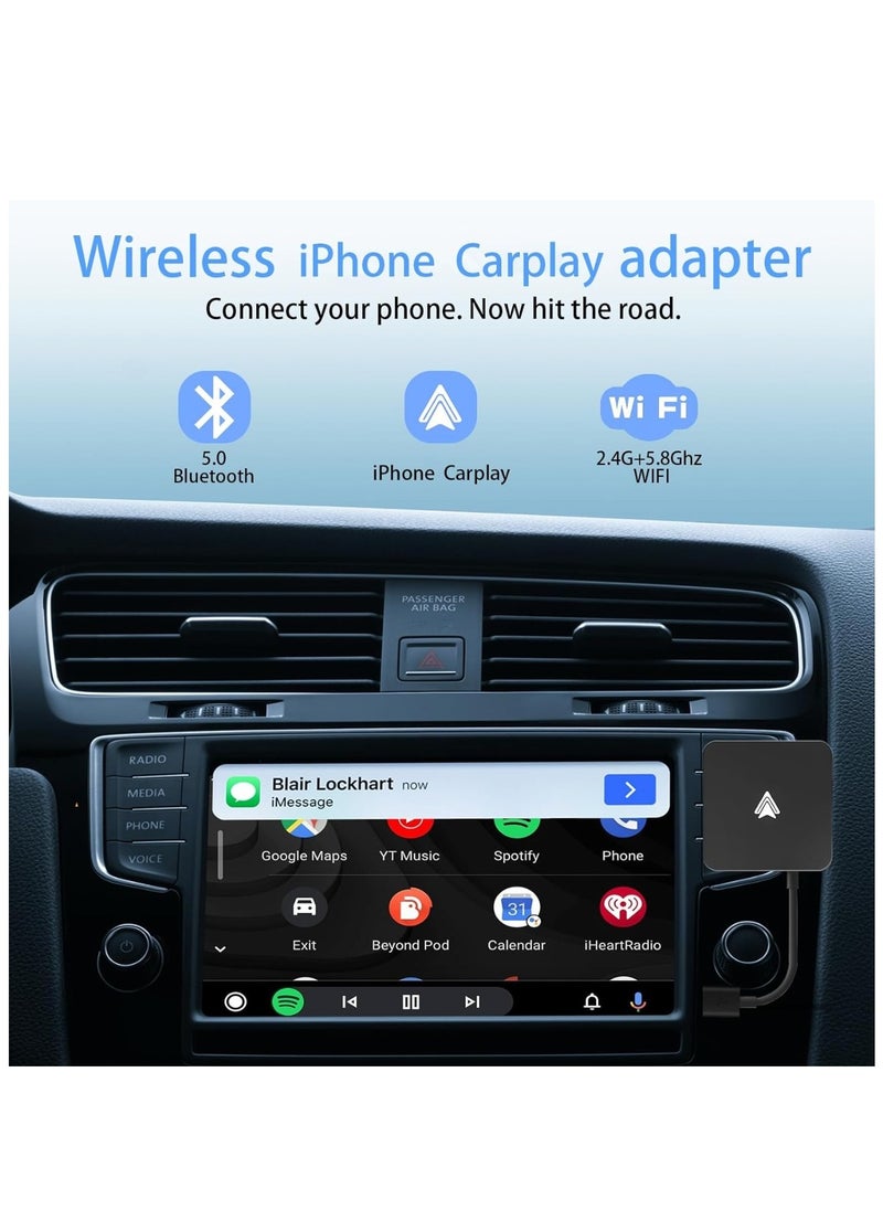 Generic - Wireless CarPlay Adapter for iPhone This innovative dongle   converts your car's factory wired Carplay to wireless providing Bluetooth connectivity Enjoy the convenience of 5GHz WiFi - Image 1