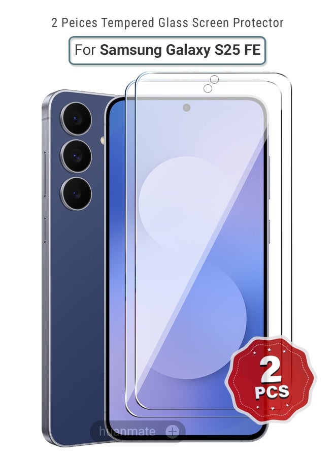 huanmate 2 Pieces Samsung Galaxy S25 FE Tempered Glass Screen Protector – High Transparency, Delicate Touch, Anti-Explosion, Smooth Arc Edges, Easy Installation, Screen Protector for Samsung Galaxy S25 FE - Image 1