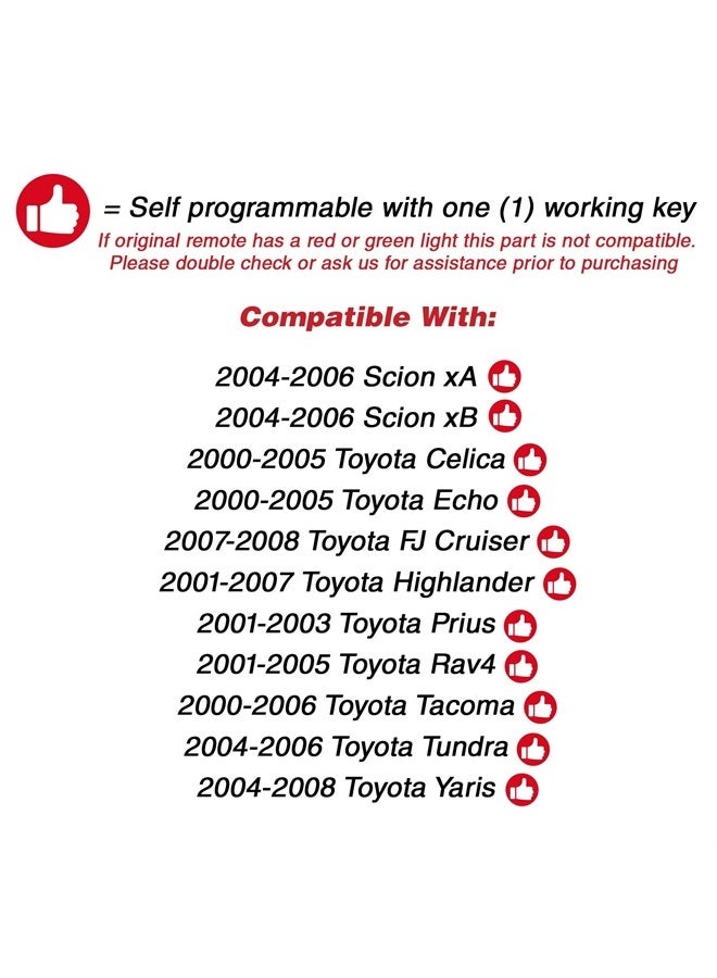 KeylessOption 4 Item Bundle 2 Key Fobs Keyless Entry Remotes for HYQ12BBX Plus 2 Uncut Ignition Keys