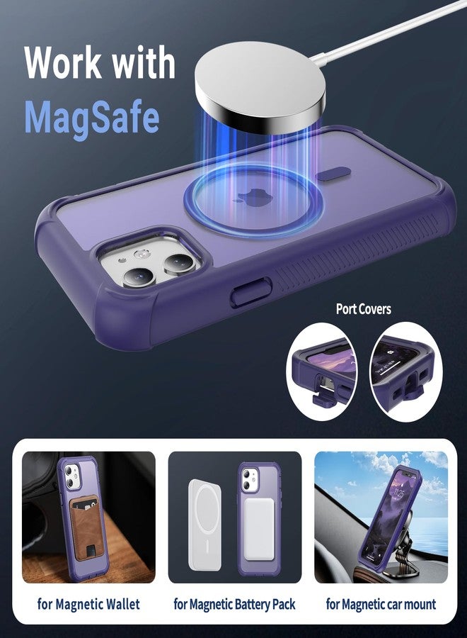 jaroco for iPhone 12 Case/iPhone 12 Pro Case, [Compatible with MagSafe][Military Grade Drop Protection][Heavy Duty Protection][Non-Slip][Shockproof] 2-Layer Durable Bumper Phone Case 6.1''-Dark Purple - Image 4