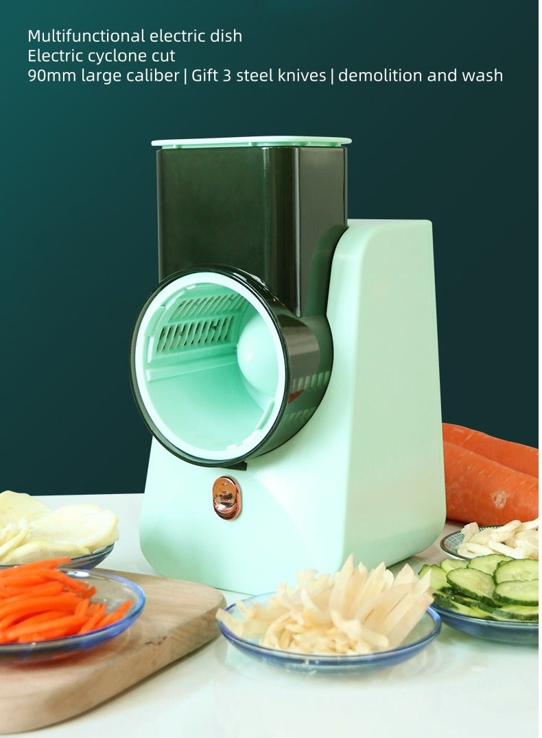 Electric Vegetable Slicer, Kitchen And Household Vegetable Slicer, Multifunctional Slicer, Automatic Drum Vegetable Slicer, Meat, Fruit, Fruit/Vegetable Slicer With 3 Blades  Vegetable Chopper, Food Potato Slicer  - Image 4