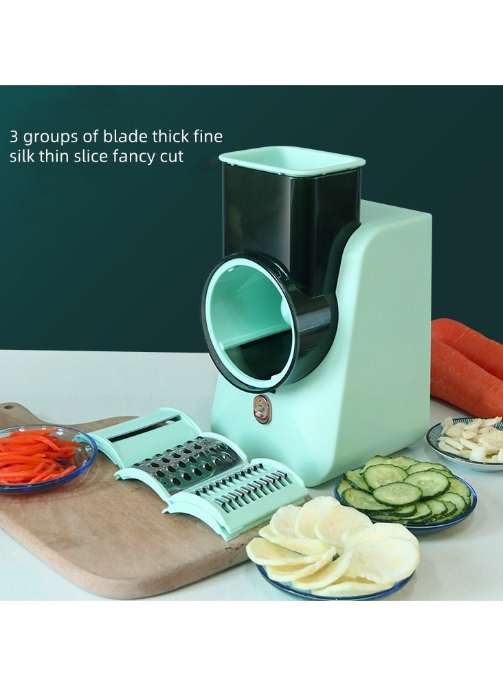 Electric Vegetable Slicer, Kitchen And Household Vegetable Slicer, Multifunctional Slicer, Automatic Drum Vegetable Slicer, Meat, Fruit, Fruit/Vegetable Slicer With 3 Blades  Vegetable Chopper, Food Potato Slicer  - Image 3