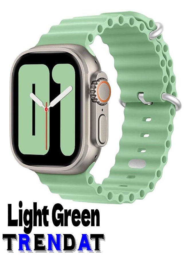 Generic - Ultra corrugated silicone watch strap size (42-44-45-49 mm) - Light Green - Image 1