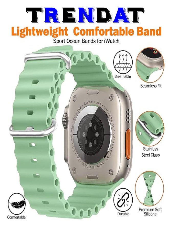 Generic - Ultra corrugated silicone watch strap size (42-44-45-49 mm) - Light Green - Image 1