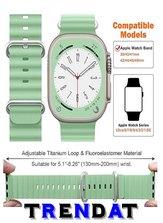 Generic - Ultra corrugated silicone watch strap size (42-44-45-49 mm) - Light Green - Image 1