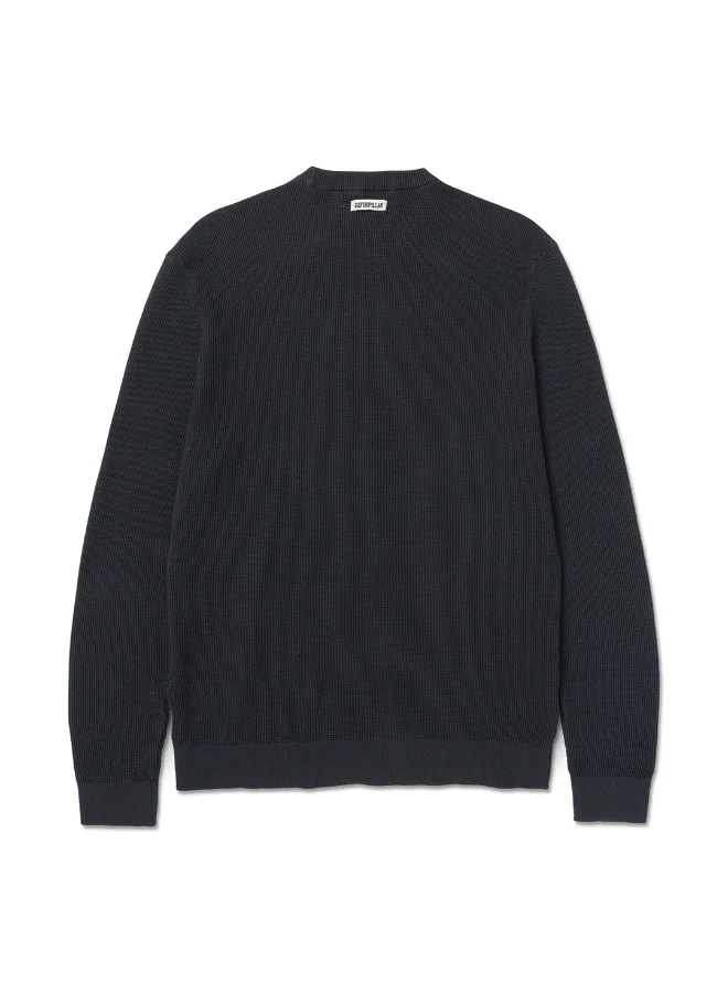 كاتربلر CAT Men’s Full Fashion Pullover Sweater – 100% Supercombed Compact Cotton – Waffle Knit – Rib Neck & Cuffs
