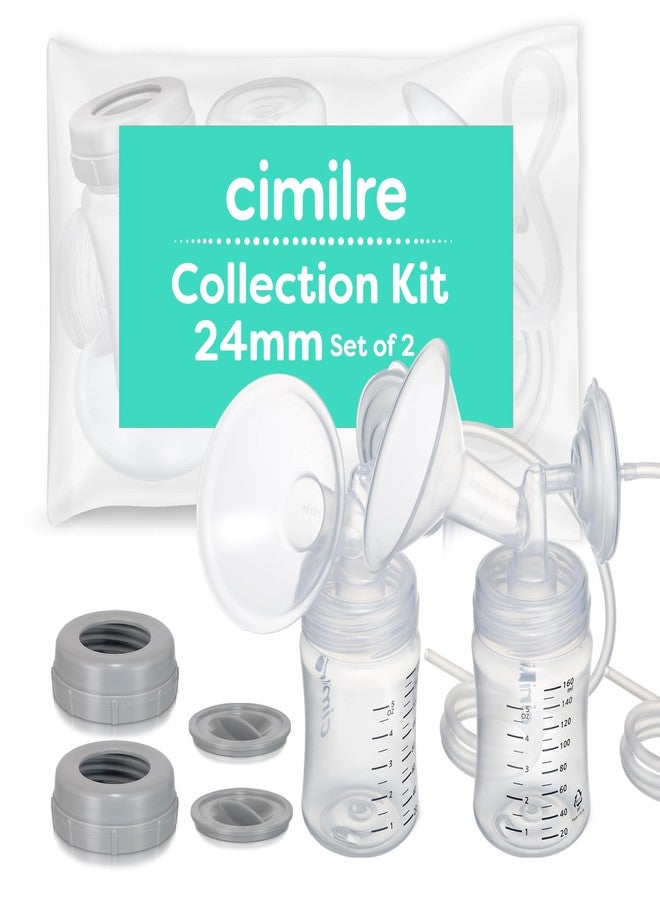 Cimilre 24MM Breast Milk Collection Kit, Double Pumping Breast Milk Collector Kit to Store Breast Milk, Includes Breast Shields, Valves, Backflow Protectors & Bottles - Image 1