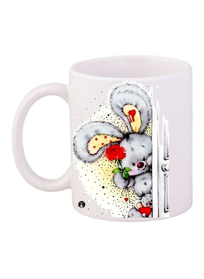 RYN Bear Printed Coffee Mug White/Grey/Yellow 11ounce