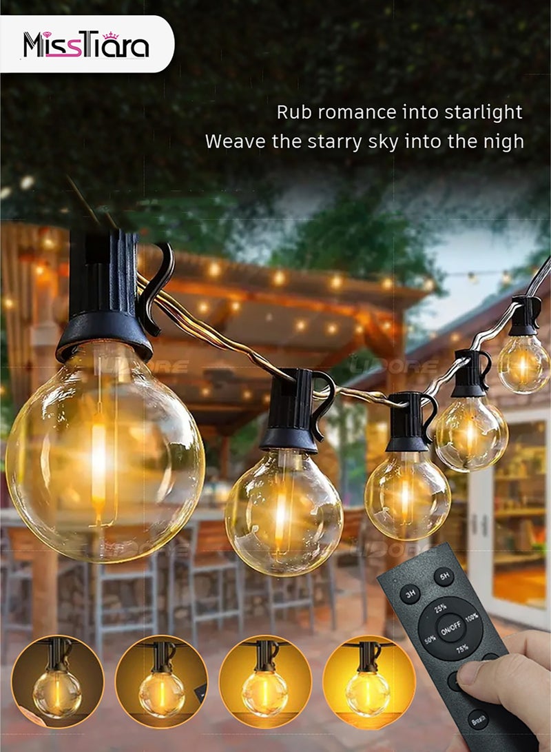 MissTiara Festoon Lights Outdoor, 30M 50 Bulbs+2 Spares G40 LED Outdoor Lights, Shatterproof, Waterproof Connectable Commercial Hanging Lights for Garden Patio House Backyard Balcony Party Christmas, UK Plug - Image 1