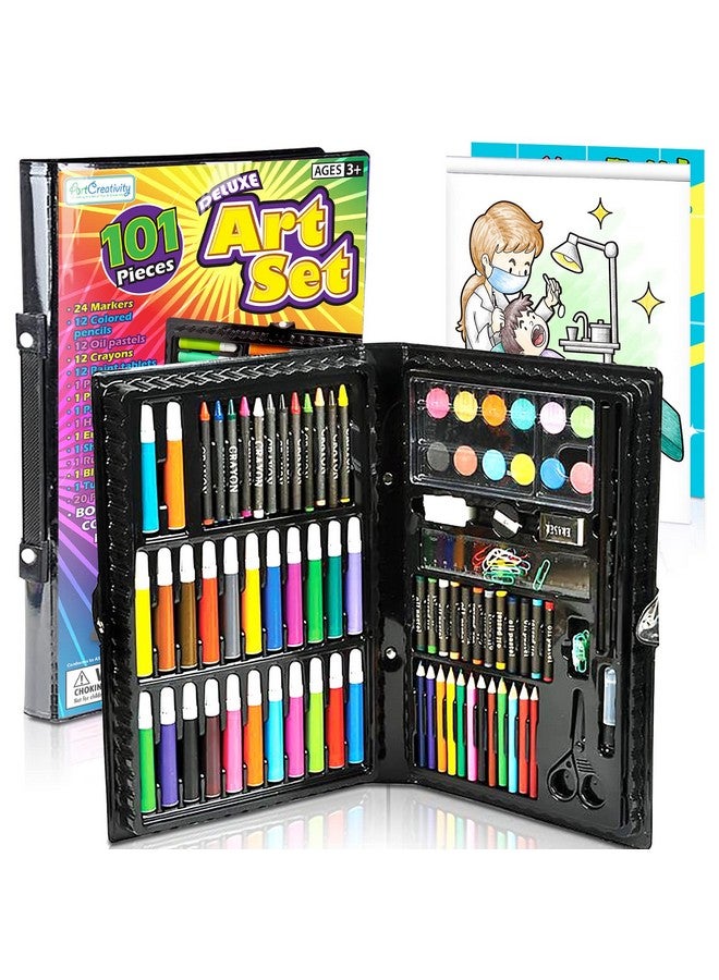 ArtCreativity Deluxe Art Kit For Kids Art Setbeginners Supplies 101 Piece Artist Drawing Painting Kit With Coloring Bookart And Craft Gift Set For Toddlersboysgirlsages 6 7 8 9 10 11 12 - Image 1