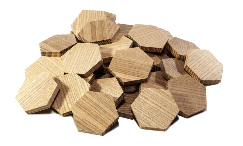 154 Wood Hexagon Cutout Shapes Unfinished Wood Mosaic Tile 30 pcs