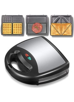 Versatile 3-in-1 Sandwich Maker with Waffle, Toaster, and Panini Press Options - Fast Heating, Easy-to-Clean Non-stick Plates, and Compact Design for Portable Use