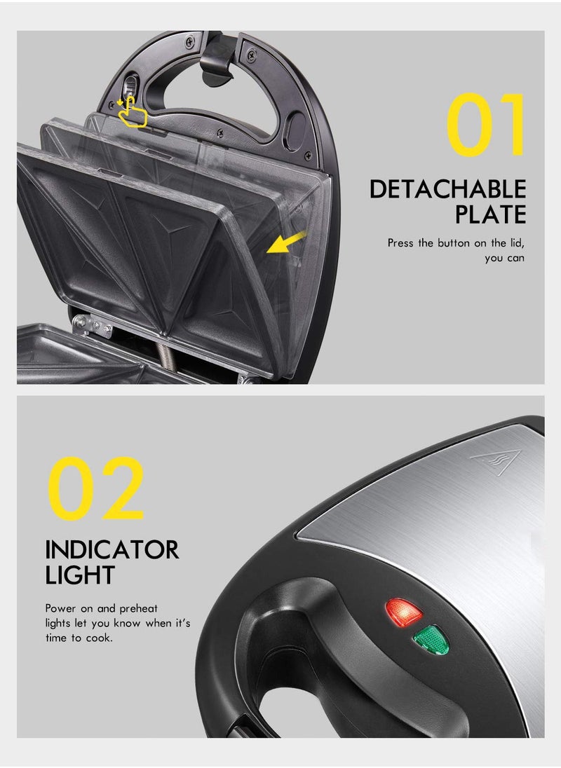 SYOSI - Versatile 3-in-1 Sandwich Maker with Waffle, Toaster, and Panini Press Options - Fast Heating, Easy-to-Clean Non-stick Plates, and Compact Design for Portable Use - Image 1