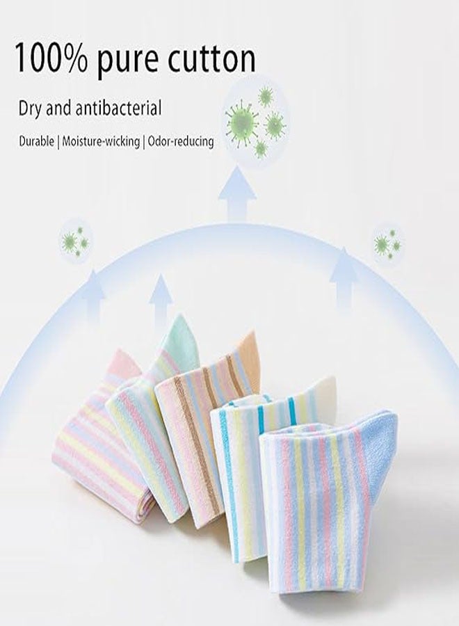 RATSAW Women's 100% Cotton Mid Calf Socks Striped Sweat Wicking Odour Resistant Pack of 5 Assorted Colors - Image 2