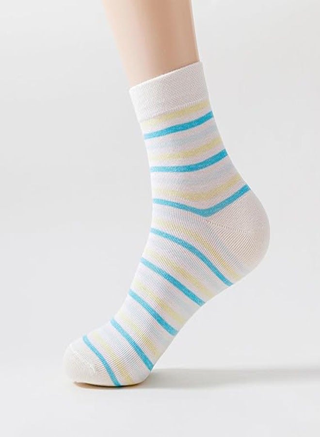 RATSAW Women's 100% Cotton Mid Calf Socks Striped Sweat Wicking Odour Resistant Pack of 5 Assorted Colors - Image 5