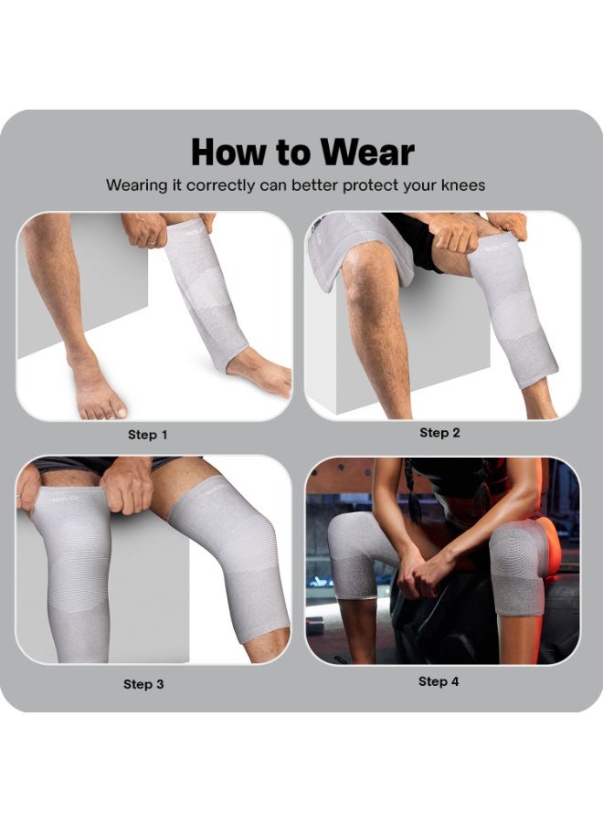 بولد فيت عبوة من قطعتين لدعم الركبة للجري وتمارين القرفصاء في صالة الألعاب الرياضية، كبيرة باللون الرمادي - Image 3