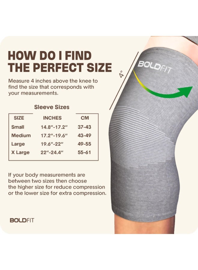 بولد فيت عبوة من قطعتين لدعم الركبة للجري وتمارين القرفصاء في صالة الألعاب الرياضية، كبيرة باللون الرمادي - Image 4