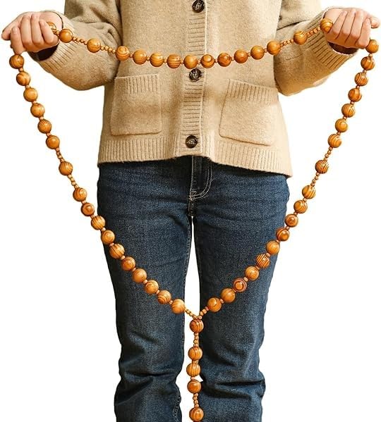 CLGIFT Giant Big Beads Rosario Natural Wood Jesus Metal Cross XL Large 40" Wall Rosary - Image 2