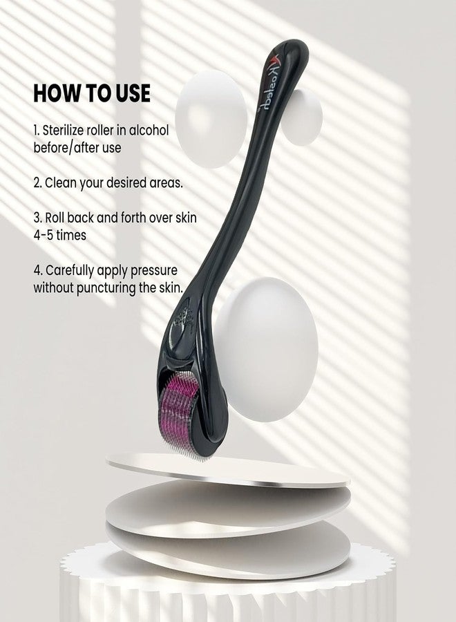 كوستيك ديرما رولر كوستيك (KDR) 540 إبرة دقيقة من التيتانيوم للعناية بالبشرة | نمو الشعر واللحية | مكافحة الشيخوخة | إزالة ندبات حب الشباب (عبوة من قطعتين، 1.0 مم) - Image 5