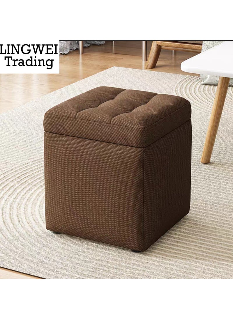 LINGWEI - Ottoman Storage Stool With Foldable Design Brown 30x35x30cm - Image 1