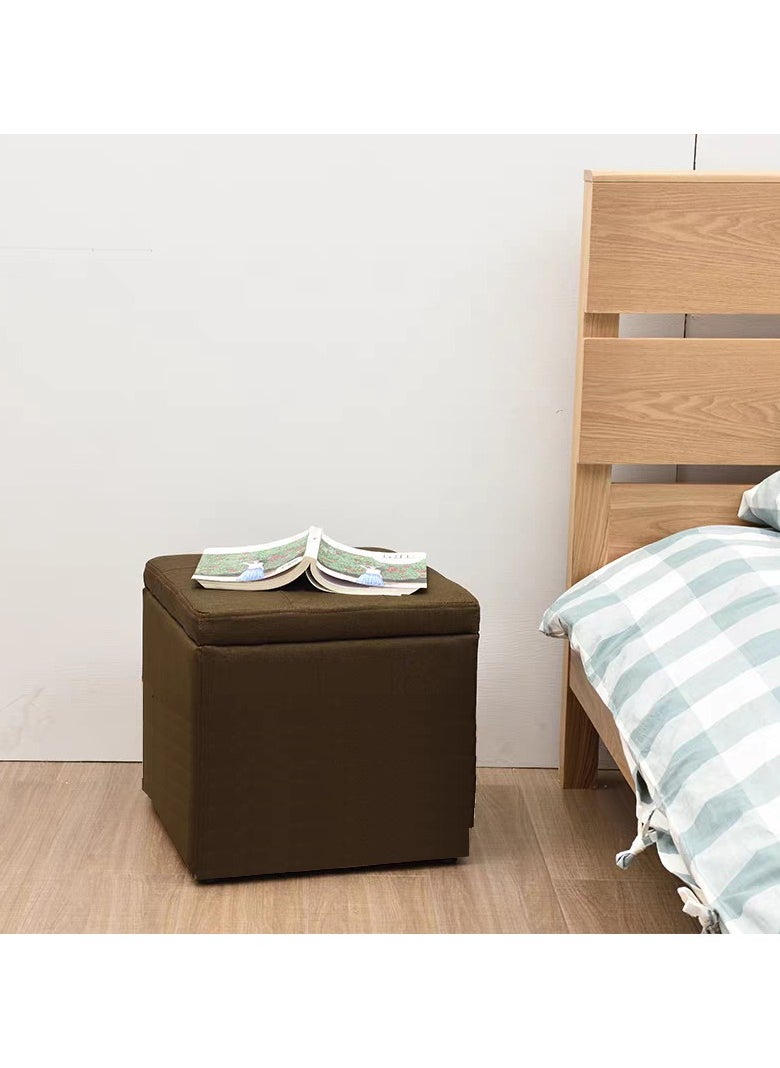 LINGWEI - Ottoman Storage Stool With Foldable Design Brown 30x35x30cm - Image 1