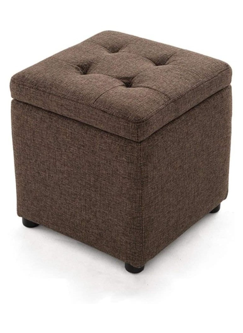 LINGWEI - Ottoman Storage Stool With Foldable Design Brown 30x35x30cm - Image 1