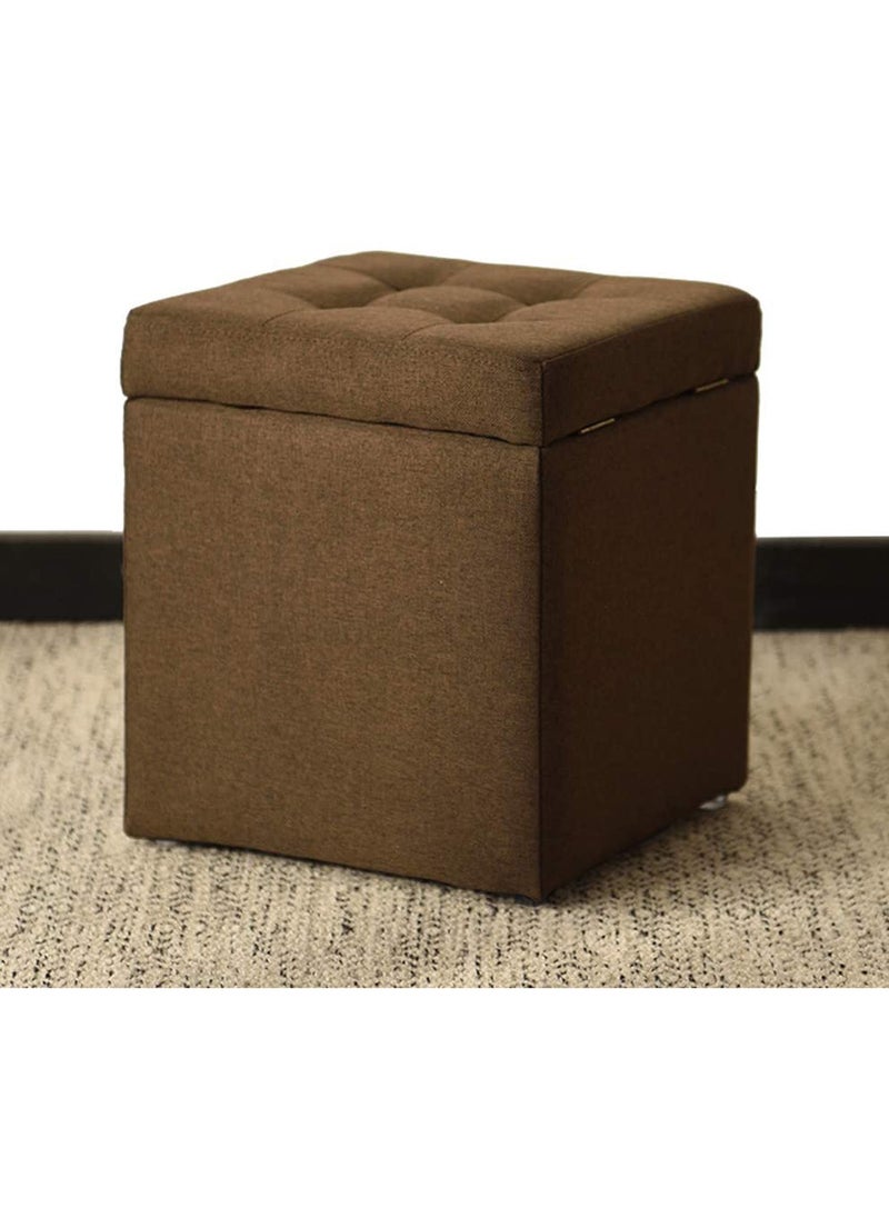LINGWEI - Ottoman Storage Stool With Foldable Design Brown 30x35x30cm - Image 1
