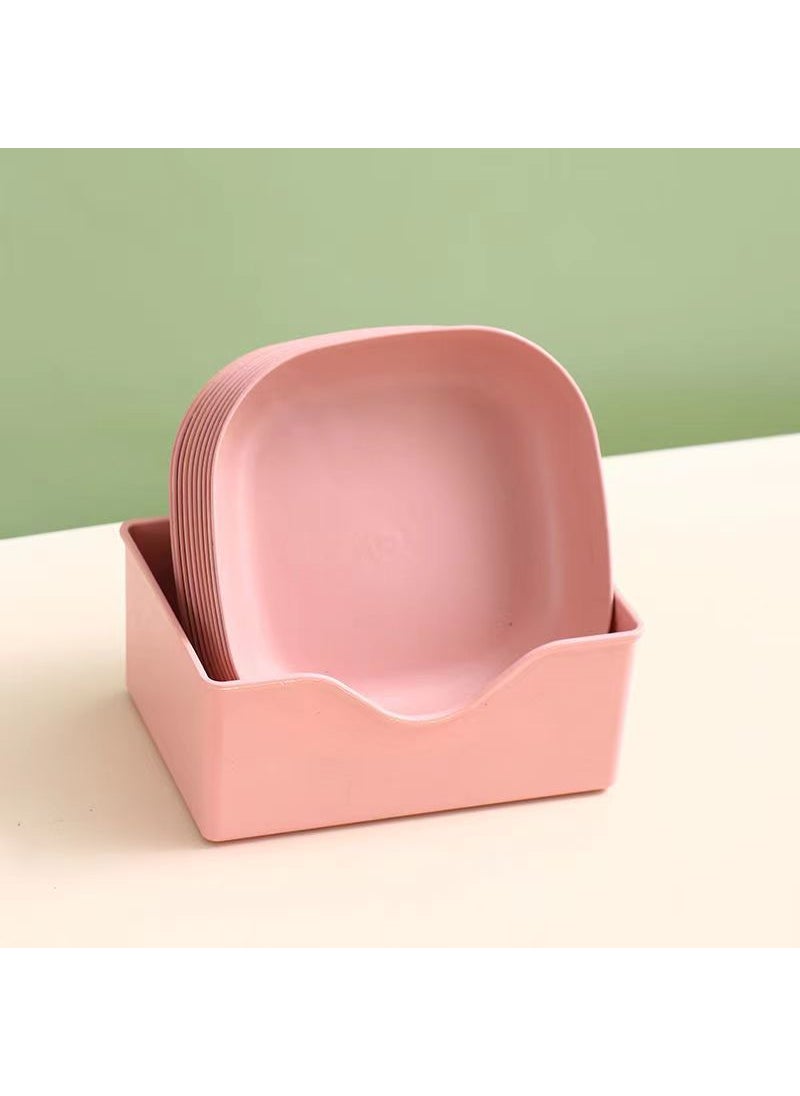 Generic Creative Fruit Snack Tray with Wood Grain Design Nordic Pink [Large Deep Square] 