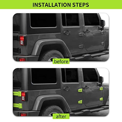 Hoolcar Door Hinge Engine Hood Hinge Tailgate Hinge Cover Trim ABS Exterior Kit Accessories Compatible with 20072017 Jeep Wrangler JK JKU Light Green 12PCs - Image 3