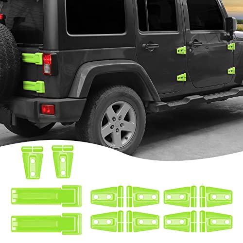 Hoolcar Door Hinge Engine Hood Hinge Tailgate Hinge Cover Trim ABS Exterior Kit Accessories Compatible with 20072017 Jeep Wrangler JK JKU Light Green 12PCs - Image 1