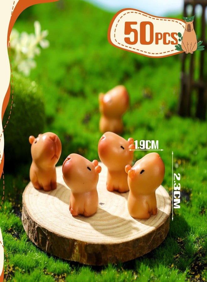 Simgoing 50 Pcs Capybara Figurines Mini Capybara Resin Figurines Capybara Figure Ornament Miniature Animal Desktop Tabletop Outdoor Craft Decor for Garden Accessories (Classic Style) - Image 3