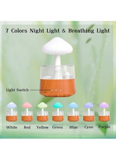 Serenova Humidifier Essential Oil Diffuser Rain Cloud 450ml 7 Colours LED Night Light 3 Power Levels 5H Timer Bedside Sleep Relaxation Mood Water Drop Sound Cold Fog for Home Office Yoga Bedroom (Wood)  - Image 2