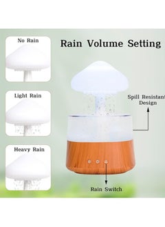 Serenova Humidifier Essential Oil Diffuser Rain Cloud 450ml 7 Colours LED Night Light 3 Power Levels 5H Timer Bedside Sleep Relaxation Mood Water Drop Sound Cold Fog for Home Office Yoga Bedroom (Wood)  - Image 3