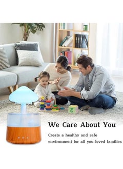 Serenova Humidifier Essential Oil Diffuser Rain Cloud 450ml 7 Colours LED Night Light 3 Power Levels 5H Timer Bedside Sleep Relaxation Mood Water Drop Sound Cold Fog for Home Office Yoga Bedroom (Wood)  - Image 5