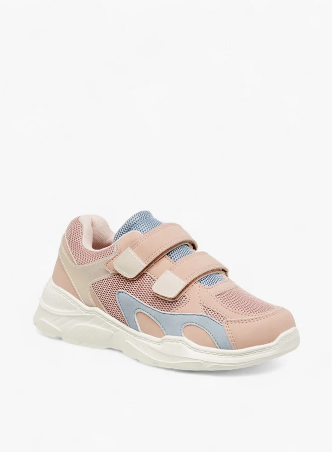 ليتل ميسي Panelled Sneakers with Hook and Loop Closure