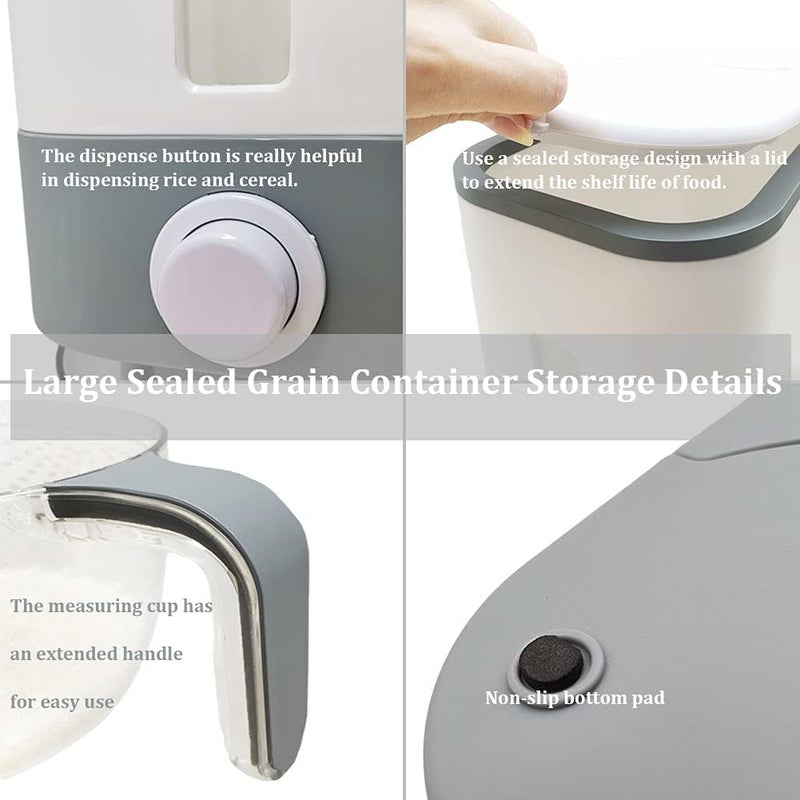 CREAMOON 23Lbs Rice Dispenser Cereal Dispenser Countertop Large Sealed Grain Container Dry Food Dispenser Rice Bucket Rice Storage Box Grain Storage--A Neat Way to Store Rice - Image 5