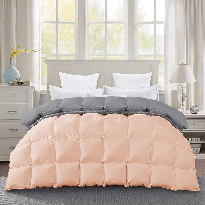 PREMIUM 300 GSM COMFORTER SUPER SOFT FLUFFY REVESIBLE COMFORTER 60 X 90 INCHES152CM X 228CM SINGLE BED COMFORTERSILVERPEACH