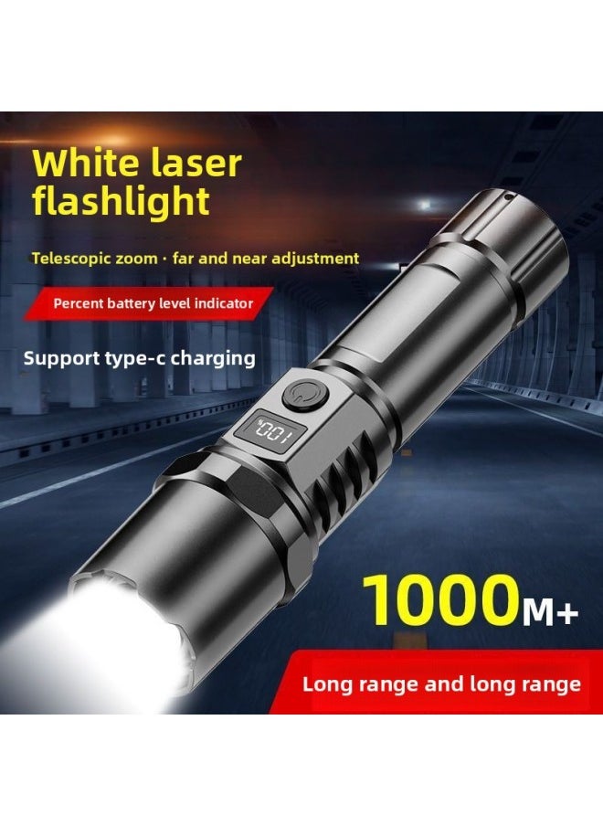 LCD Digital Display Flashlight Charging Battery Portable Led 18650 Zoom White Laser Flashlight-Product Specifications:flashlight Data Line Tail Rope Color Box