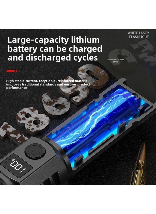 LCD Digital Display Flashlight Charging Battery Portable Led 18650 Zoom White Laser Flashlight-Product Specifications:flashlight Data Line Tail Rope Color Box