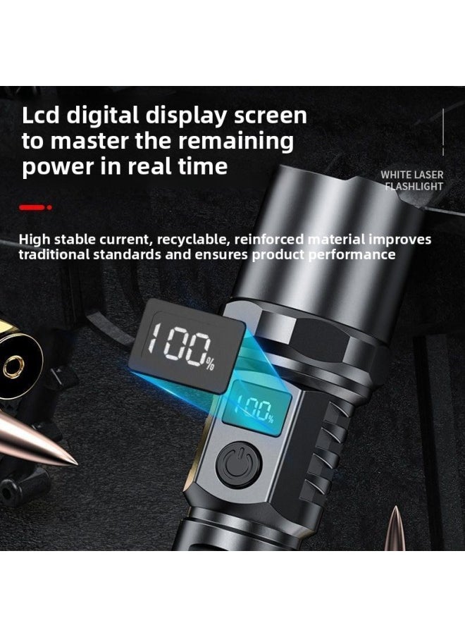LCD Digital Display Flashlight Charging Battery Portable Led 18650 Zoom White Laser Flashlight-Product Specifications:flashlight Data Line Tail Rope Color Box