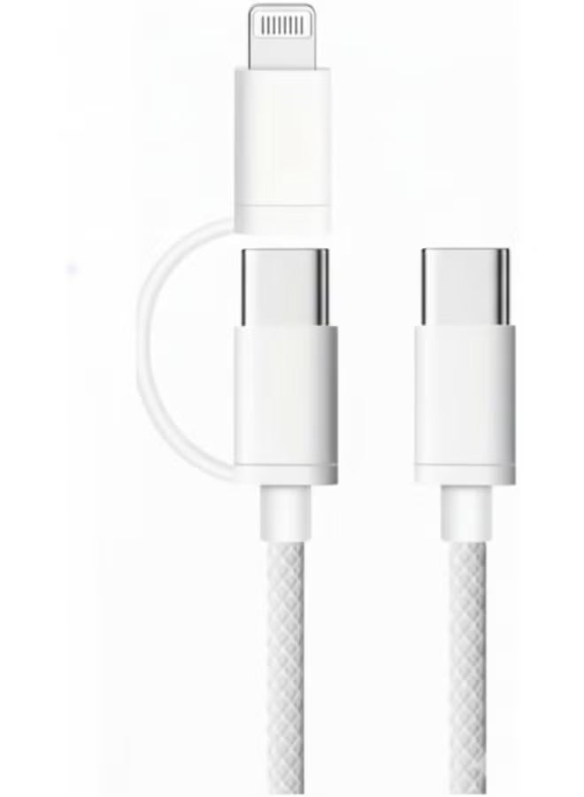 erorex USB-C to Type-C and Lightning 2 in 1 Fast Charging Cable 60W - Image 1