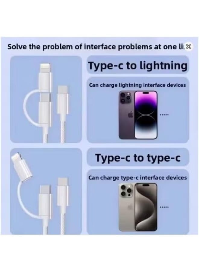 erorex USB-C to Type-C and Lightning 2 in 1 Fast Charging Cable 60W - Image 4