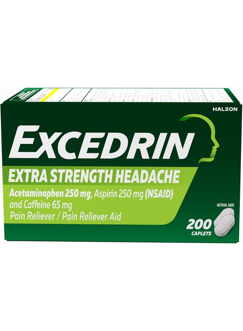 EXCEDRIN Extra Strength Pain Relief Caplets For Headache Relief, Temporarily Relieves Minor Aches And Pains Due To Headache - 200 Count - Image 1