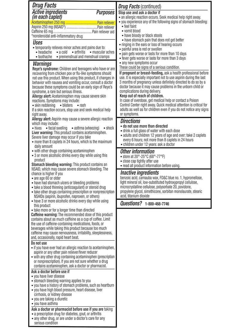 EXCEDRIN Extra Strength Pain Relief Caplets For Headache Relief, Temporarily Relieves Minor Aches And Pains Due To Headache - 200 Count - Image 3