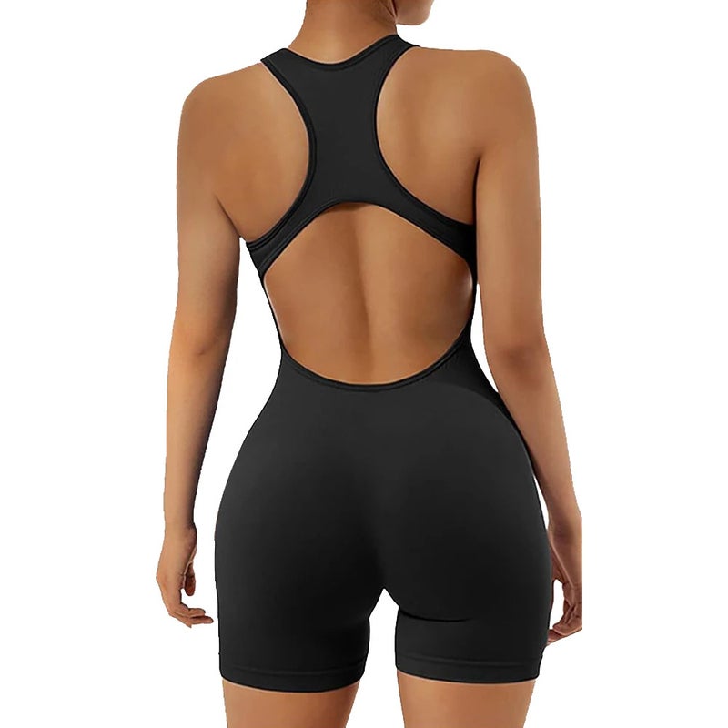 One-Piece Yoga Suit With Seamless Back Cutout, Beautiful Back Design, Hip-Lifting Sports Training Bodysuit, High Elasticity, Hip-Lifting - Image 3
