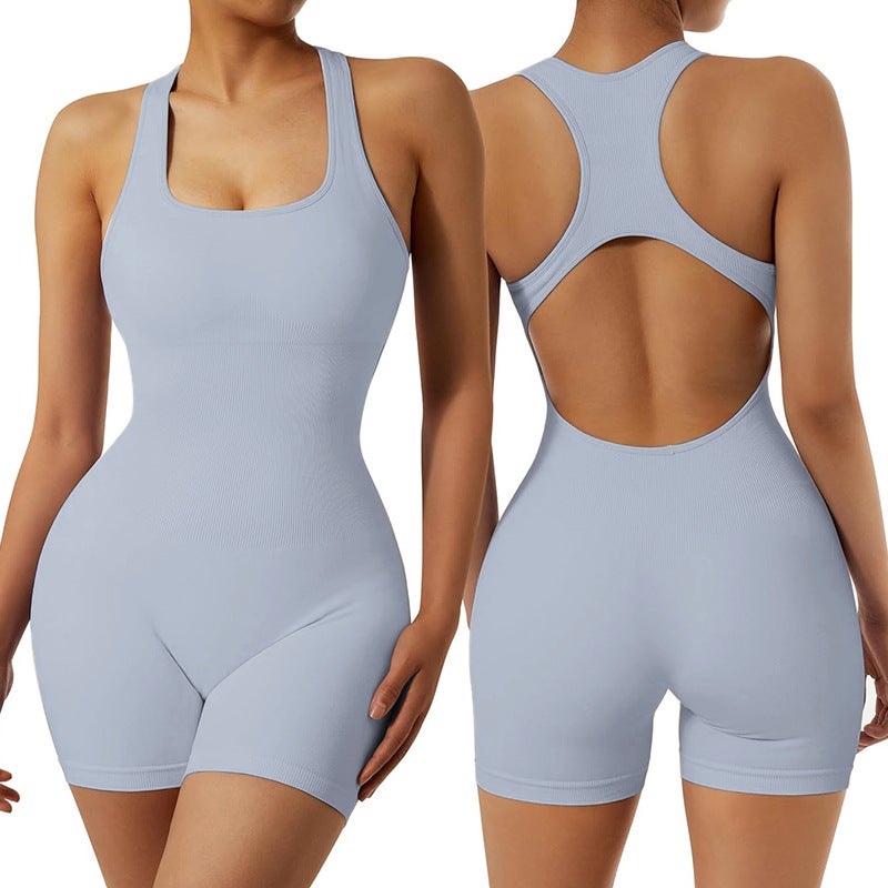 One-Piece Yoga Suit With Seamless Back Cutout, Beautiful Back Design, Hip-Lifting Sports Training Bodysuit, High Elasticity, Hip-Lifting - Image 1