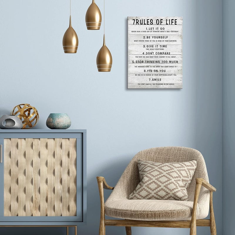Ploceiny 7 Rules of Life Wall Art Motivational Inspirational Poster Printed on Canvas Wall Decor for Living Room or Office Size11.5 x 15 Inch Framed Canvas Prints For Bedroom or Home Art Decoration Positive - Image 3